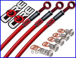 HONDA CBR600F4i 2001-2008 STEEL BRAIDED FRONT AND REAR BRAKE LINES TRANS RED