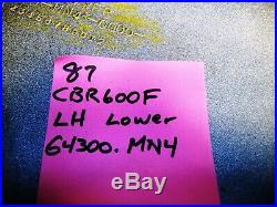 Honda CBR600F LH lower cowl 643A5-MN4-670ZA 1987 Hurricane CBR 600 white