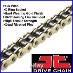 JT Z3 Super-HD X-Ring Gold Chain + Quiet Sprockets For Honda CBR600 F 99-00