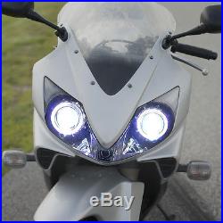 KT Headlight Assembly for Honda CBR600F4i 01-07 LED Halo Eyes HID Projector Red