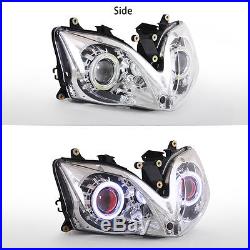 KT Headlight Assembly for Honda CBR600F4i 01-07 LED Halo Eyes HID Projector Red
