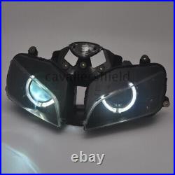White Angel Eyes Projector Front Headlight Assembly For Honda CBR600RR 2003-2006