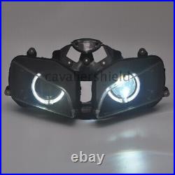 White Angel Eyes Projector Front Headlight Assembly For Honda CBR600RR 2003-2006